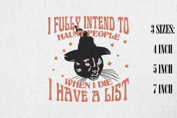 Scary Black Cat Halloween Embroidery Design