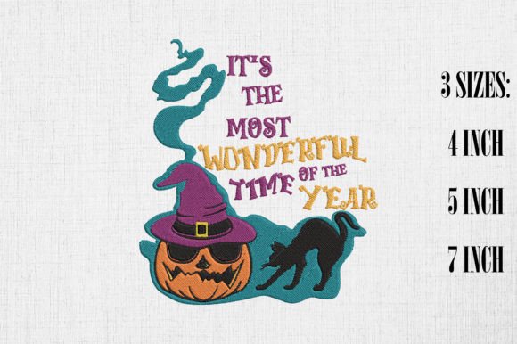 Wonderful Time Halloween Black Cat Embroidery